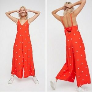 Free People Red Polka Dot Jumpsuit